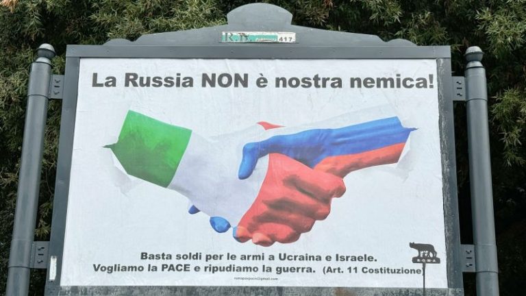Pro-Russian posters appear on billboards across Italy