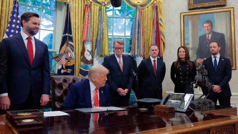 Trump inks trade deal with UK, previews China trade negotiations during 16th week in office